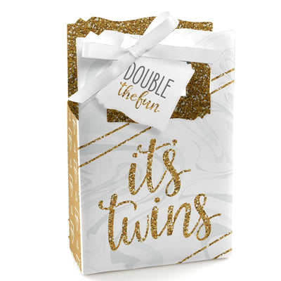 It's Twins - Gold Twins Baby Shower Favor Boxes - Set of 12
