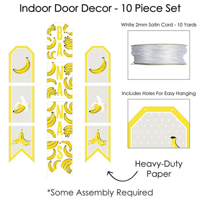 Let's Go Bananas - Hanging Vertical Paper Door Banners - Tropical Party Wall Decoration Kit - Indoor Door Decor