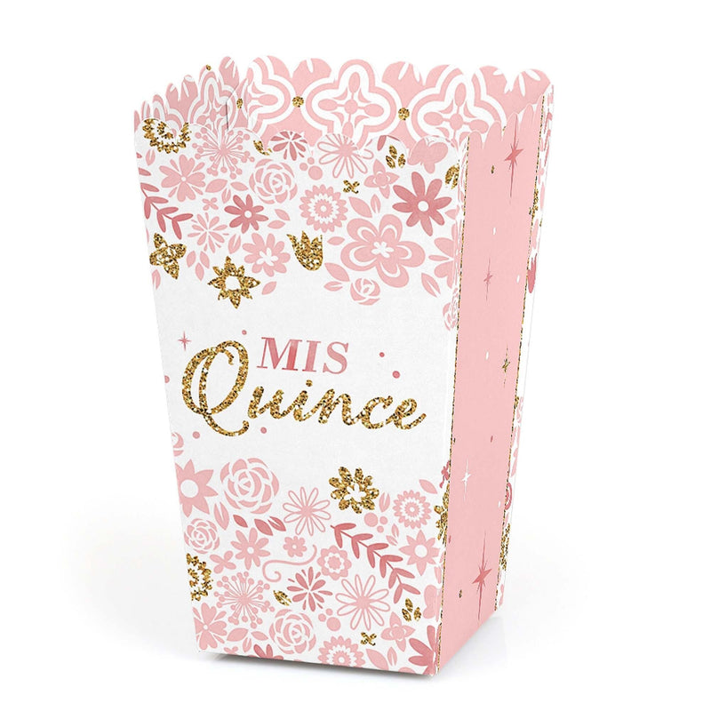 Mis Quince Anos - Quinceanera Sweet 15 Birthday Party Favor Popcorn Treat Boxes - Set of 12