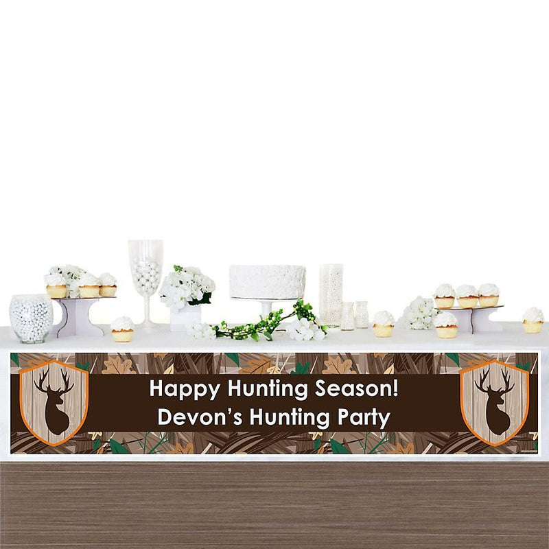 Gone Hunting - Personalized Deer Hunting Camo Party Banner
