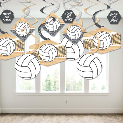 Bump, Set, Spike - Volleyball - Baby Shower or Birthday Party Hanging Decor - Party Decoration Swirls - Set of 40