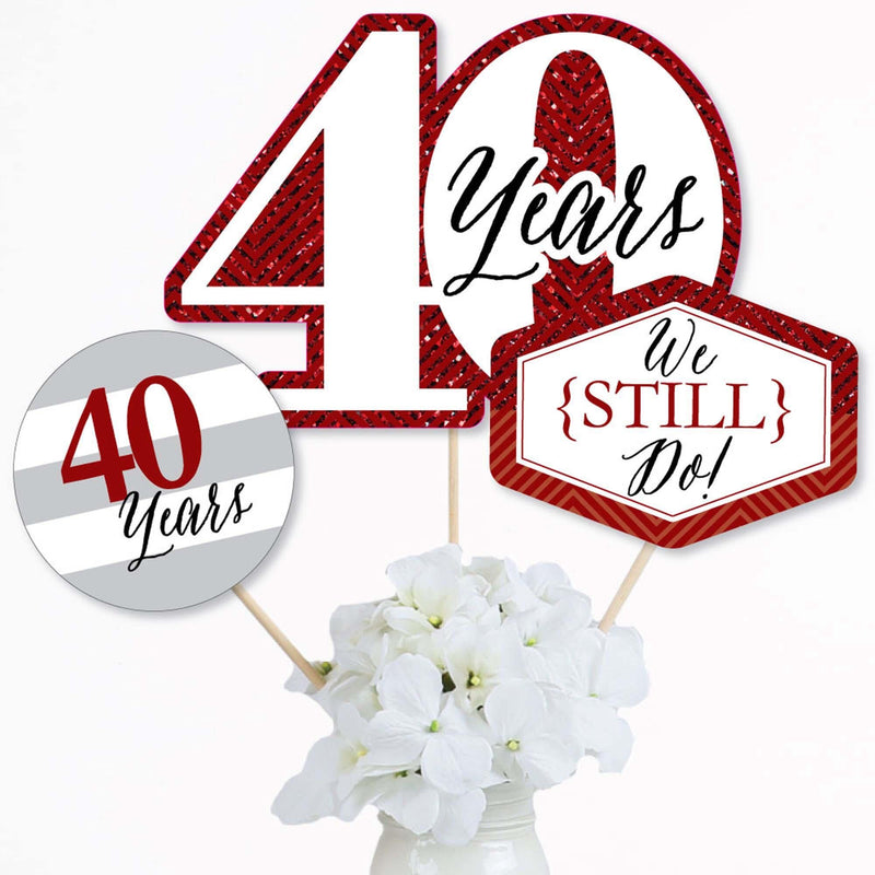 We Still Do - 40th Wedding Anniversary - Anniversary Party Centerpiece Sticks - Table Toppers - Set of 15