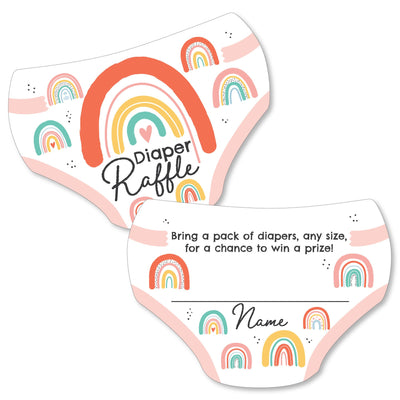 Hello Rainbow - Diaper Shaped Raffle Ticket Inserts - Boho Baby Shower Activities - Diaper Raffle Game - Set of 24