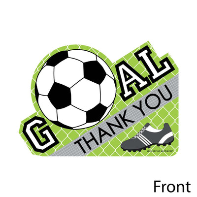 GOAAAL! - Soccer - Shaped Thank You Cards - Baby Shower or Birthday Party Thank You Note Cards with Envelopes - Set of 12
