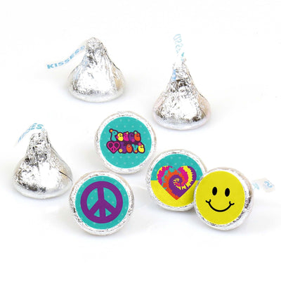 60's Hippie - Round Candy Labels 1960s Groovy Party Favors - Fits Hershey's Kisses - 108 ct