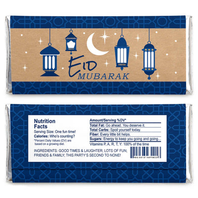 Ramadan - Candy Bar Wrapper Eid Mubarak Party Favors - Set of 24