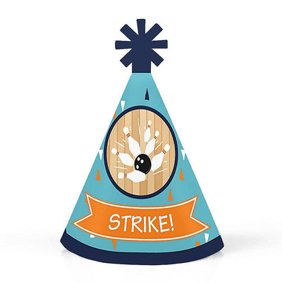 Strike Up the Fun - Bowling - Mini Cone Baby Shower or Birthday Party Hats - Small Little Party Hats - Set of 8