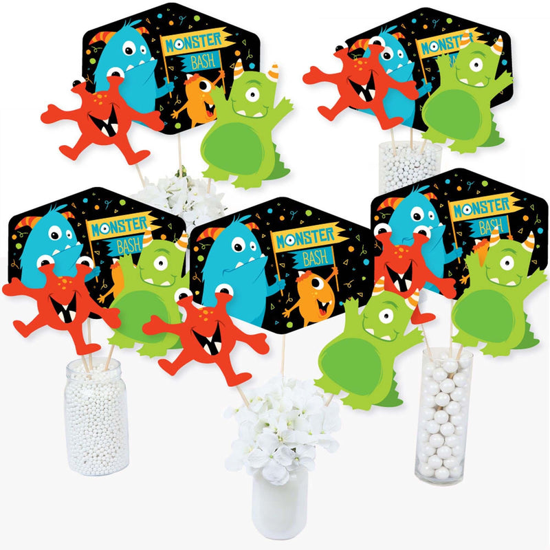 Monster Bash - Little Monster Birthday Party or Baby Shower Party Centerpiece Sticks - Table Toppers - Set of 15