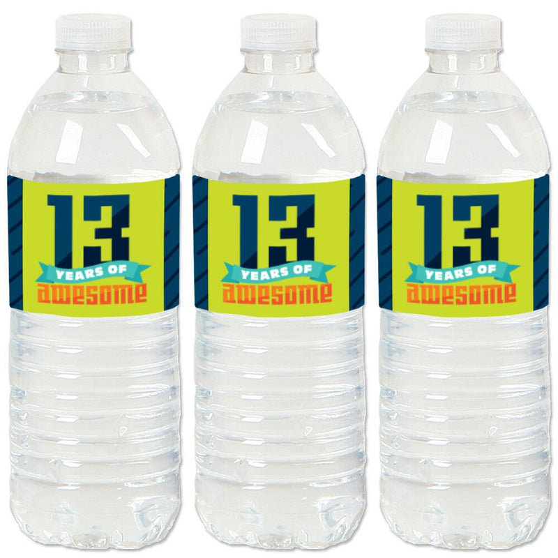 Boy 13th Birthday - Official Teenager Birthday Water Bottle Sticker Labels - Set of 20