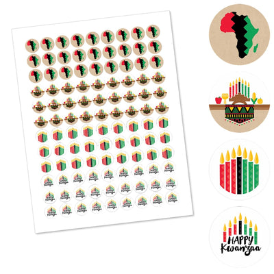 Happy Kwanzaa - Round Candy Labels African Heritage Holiday Favors - Fits Hershey's Kisses - 108 ct