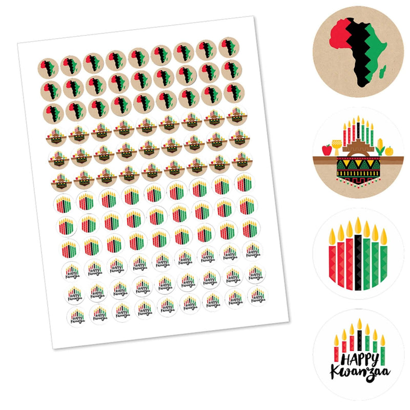 Happy Kwanzaa - Round Candy Labels African Heritage Holiday Favors - Fits Hershey&