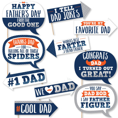 Funny Happy Father's Day - We Love Dad Party Photo Booth Props Kit - 10 Piece