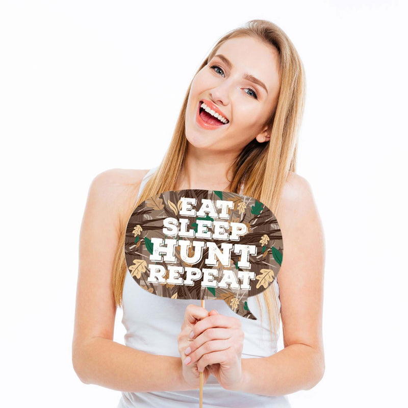 Funny Gone Hunting - 10 Piece Deer Hunting Camo Party Photo Booth Props Kit