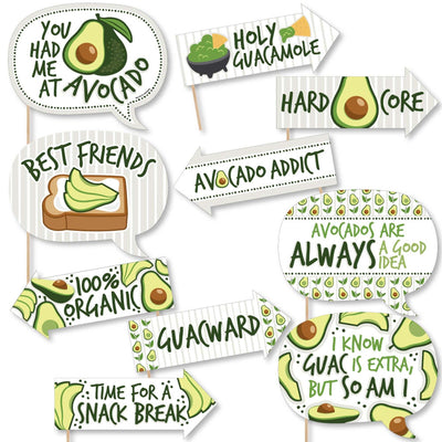 Funny Hello Avocado - 10 Piece Fiesta Party Photo Booth Props Kit