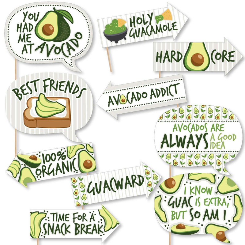 Funny Hello Avocado - 10 Piece Fiesta Party Photo Booth Props Kit