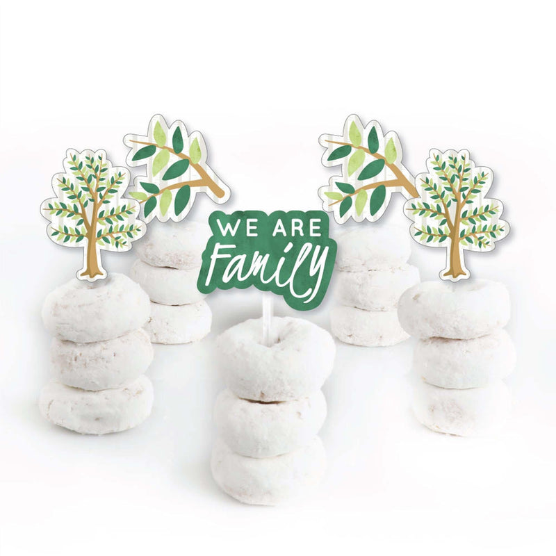 Family Tree Reunion - Dessert Cupcake Toppers - Family Gathering Party Clear Treat Picks - Set of 24