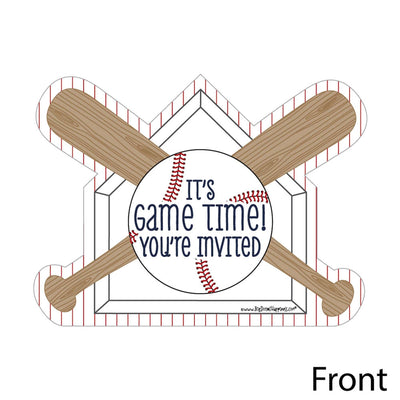 Batter Up - Baseball - Shaped Fill-In Invitations - Baby Shower or Birthday Party Invitation Cards with Envelopes - Set of 12