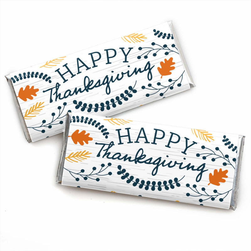 Happy Thanksgiving - Candy Bar Wrapper Fall Harvest Party Favors - Set of 24