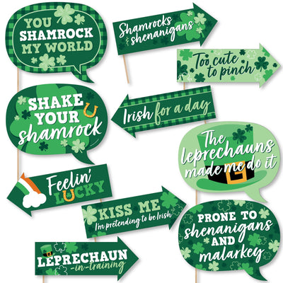 Funny Shamrock St. Patrick's Day - Saint Paddy's Day Party Photo Booth Props Kit - 10 Piece