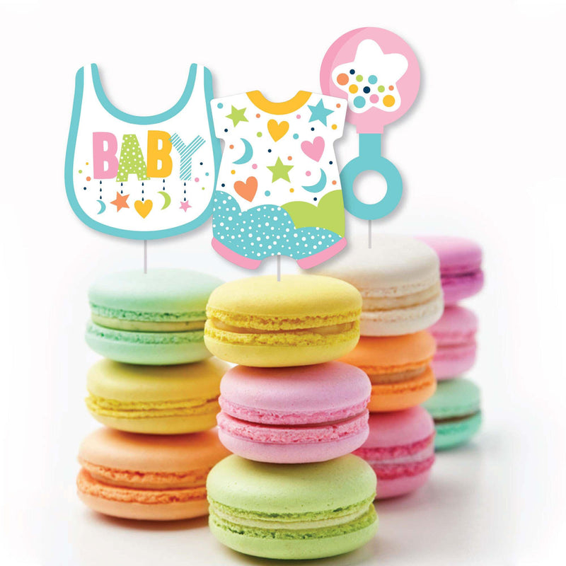 Colorful Baby Shower - DIY Shaped Gender Neutral Party Cut-Outs - 24 Count