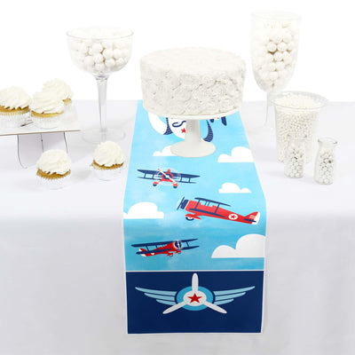 Taking Flight - Airplane - Petite Vintage Plane Baby Shower or Birthday Party Paper Table Runner - 12" x 60"