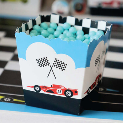 Let's Go Racing - Racecar - Party Mini Favor Boxes - Race Car Birthday Party or Baby Shower Treat Candy Boxes - Set of 12