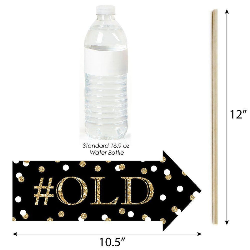 Funny Adult 80th Birthday - Gold - 10 Piece Birthday Party Photo Booth Props Kit