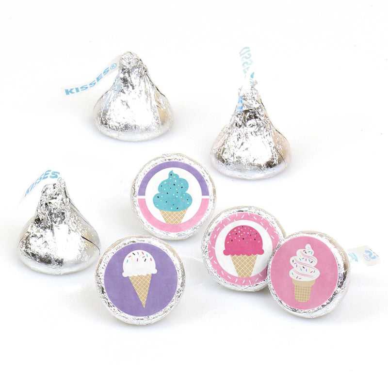 Scoop Up The Fun - Ice Cream - Sprinkles Party Round Candy Sticker Favors - Labels Fit Hershey&
