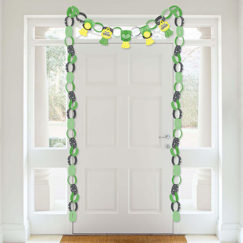 You Got Served - Tennis - 90 Chain Links and 30 Paper Tassels Decoration Kit - Baby Shower or Tennis Ball Birthday Party Paper Chains Garland - 21 feet