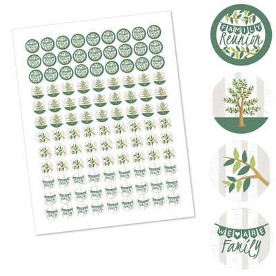Family Tree Reunion - Round Candy Labels Family Gathering Party Favors - Fits Hershey's Kisses - 108 ct