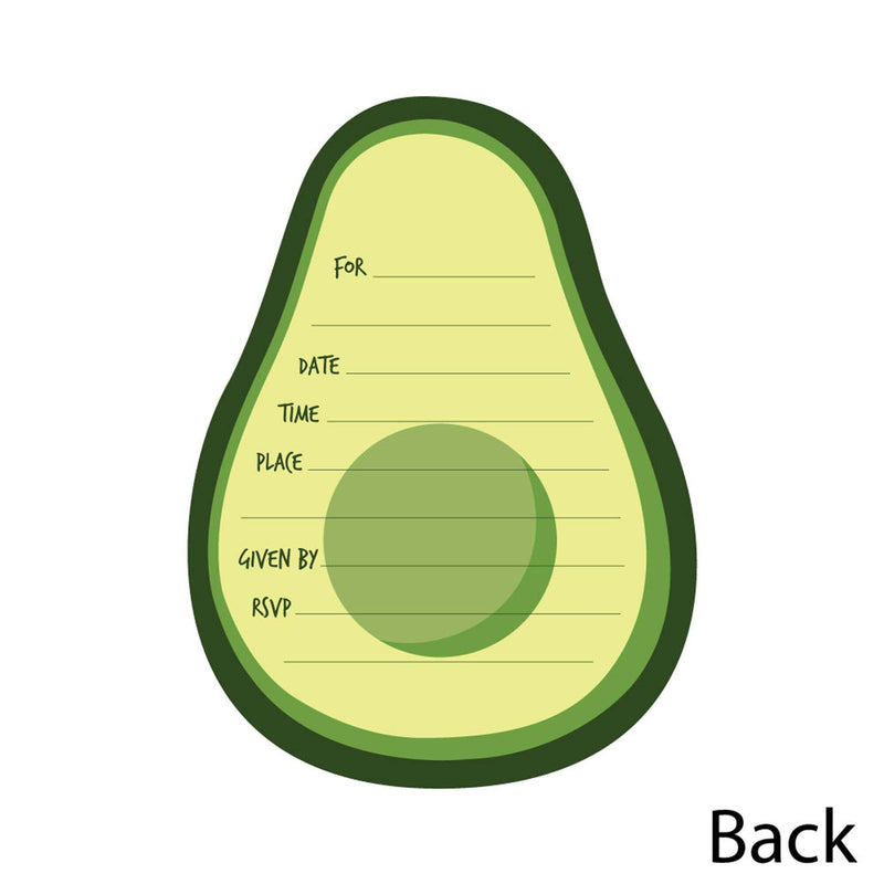 Hello Avocado - Shaped Fill-In Invitations - Fiesta Party Invitation Cards with Envelopes - Set of 12