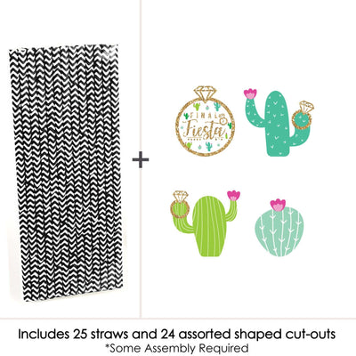 Final Fiesta - Paper Straw Decor - Last Fiesta Bachelorette Party Striped Decorative Straws - Set of 24