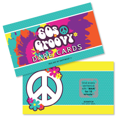 60's Hippie - 1960s Groovy Party Scratch Off Dare Cards - 22 Cards