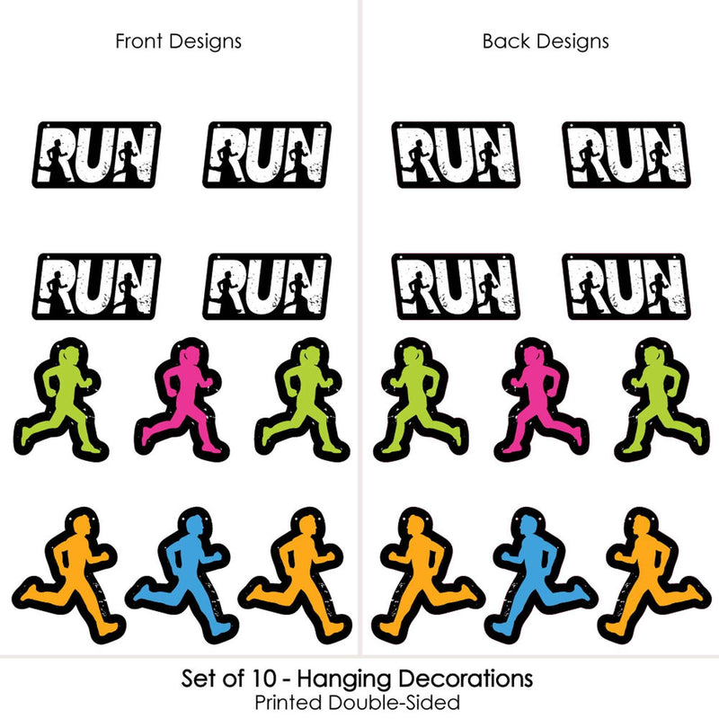 Hanging Set The Pace - Running - Outdoor Track, Cross Country or Marathon Hanging Porch & Tree Yard Decorations - 10 Pieces