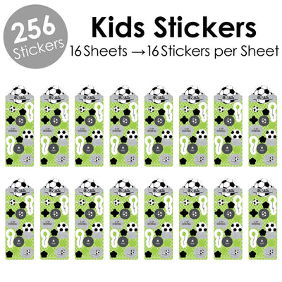 GOAAAL! - Soccer - Birthday Party Favor Kids Stickers - 16 Sheets - 256 Stickers