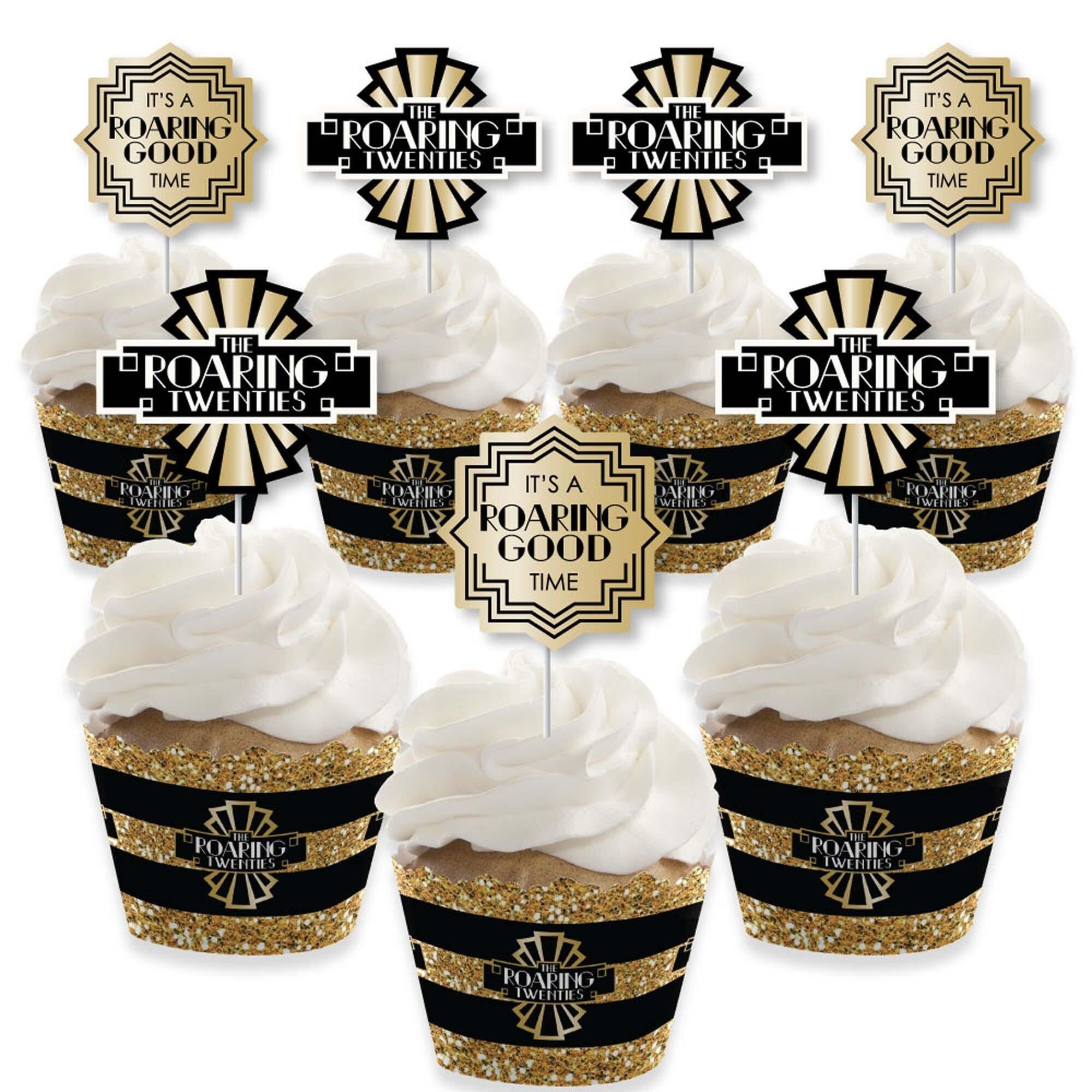 Roaring 20's - Cupcake Decorations - 1920s Art Deco Jazz Party Cupcake  Wrappers and Treat Picks Kit - 2020 Graduation Party - Set of 24