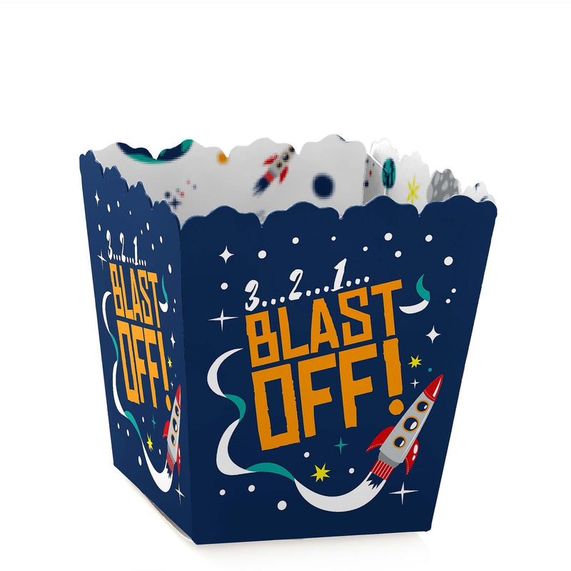 Blast Off to Outer Space - Party Mini Favor Boxes - Rocket Ship Baby Shower or Birthday Party Treat Candy Boxes - Set of 12
