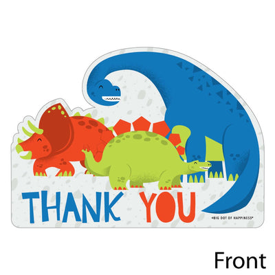 Roar Dinosaur - Shaped Thank You Cards - Dino Mite T-Rex Baby Shower or Birthday Party Thank You Note Cards with Envelopes - Set of 12