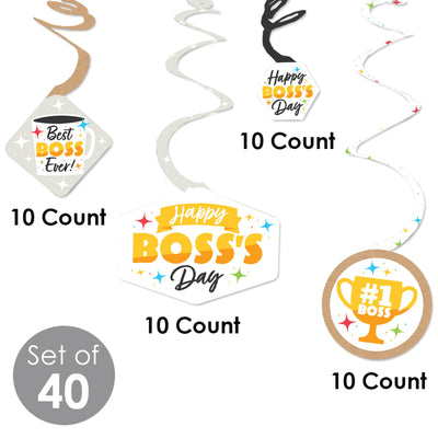 Happy Boss's Day - Best Boss Ever Hanging Decor - Party Decoration Swirls - Set Of 40