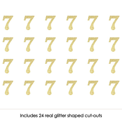 Gold Glitter 7 - No-Mess Real Gold Glitter Cut-Out Numbers - 7th Birthday Party Confetti - Set of 24