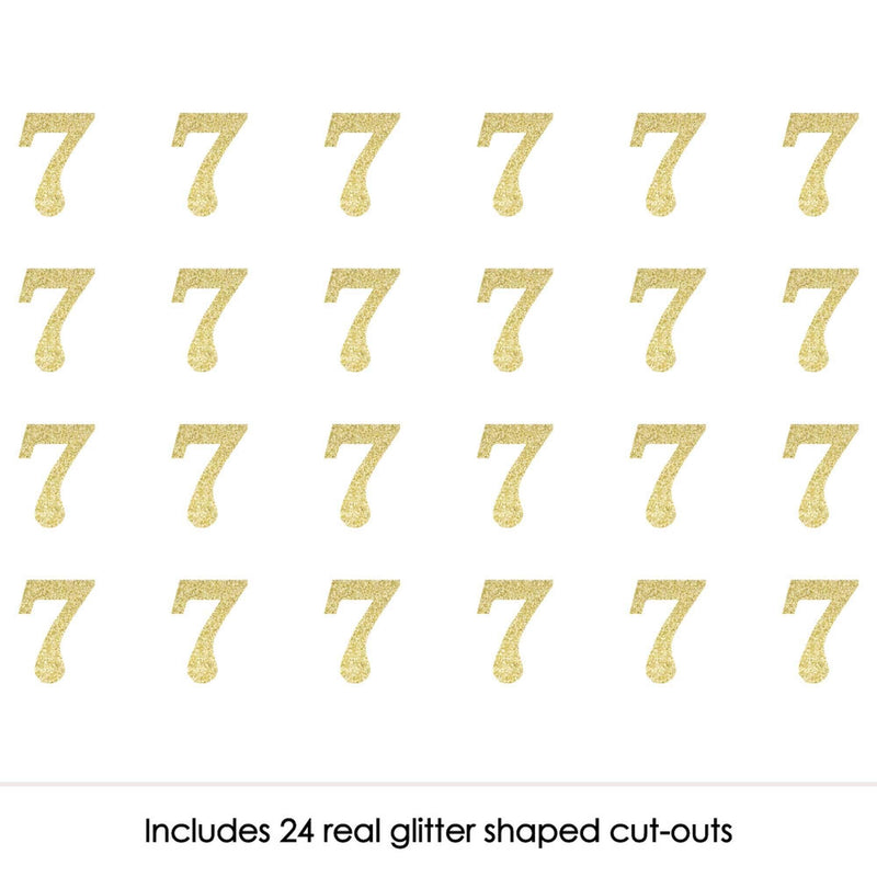 Gold Glitter 7 - No-Mess Real Gold Glitter Cut-Out Numbers - 7th Birthday Party Confetti - Set of 24