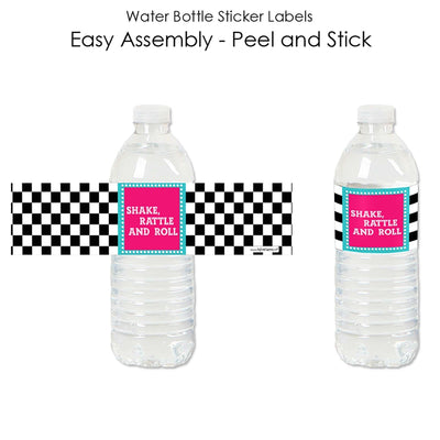 50's Sock Hop - 1950s Rock N Roll Party Water Bottle Sticker Labels - Set of 20