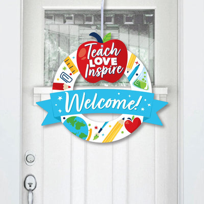 Thank You Teachers - Outdoor Teacher Appreciation Decor - Front Door Wreath