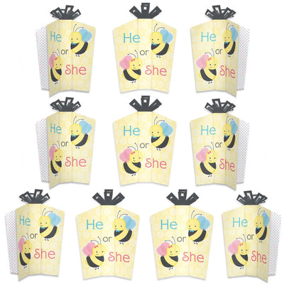 What Will It BEE? - Table Decorations - Gender Reveal Fold and Flare Centerpieces - 10 Count