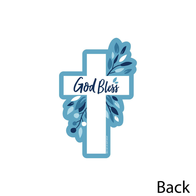Blue Elegant Cross - Decorations DIY Boy Religious Party Essentials - Set of 20