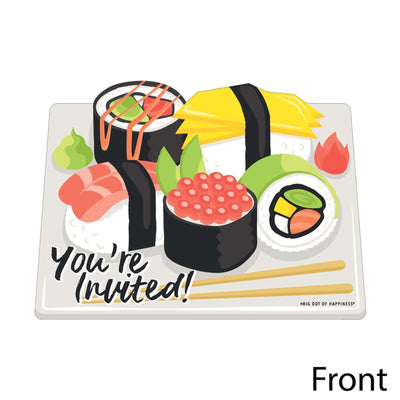 Let's Roll - Sushi - Shaped Fill-In Invitations - Japanese Party Invitation Cards with Envelopes - Set of 12