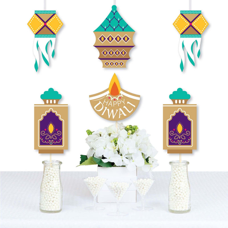 Happy Diwali - Diya Candle and Lanterns Decorations DIY Festival of Lights Party Essentials - Set of 20