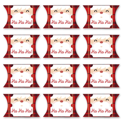 Jolly Santa Claus - Favor Gift Boxes - Christmas Party Large Pillow Boxes - Set of 12