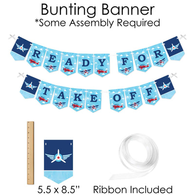 Taking Flight - Airplane - Banner and Photo Booth Decorations - Vintage Plane Baby Shower or Birthday Party Supplies Kit - Doterrific Bundle