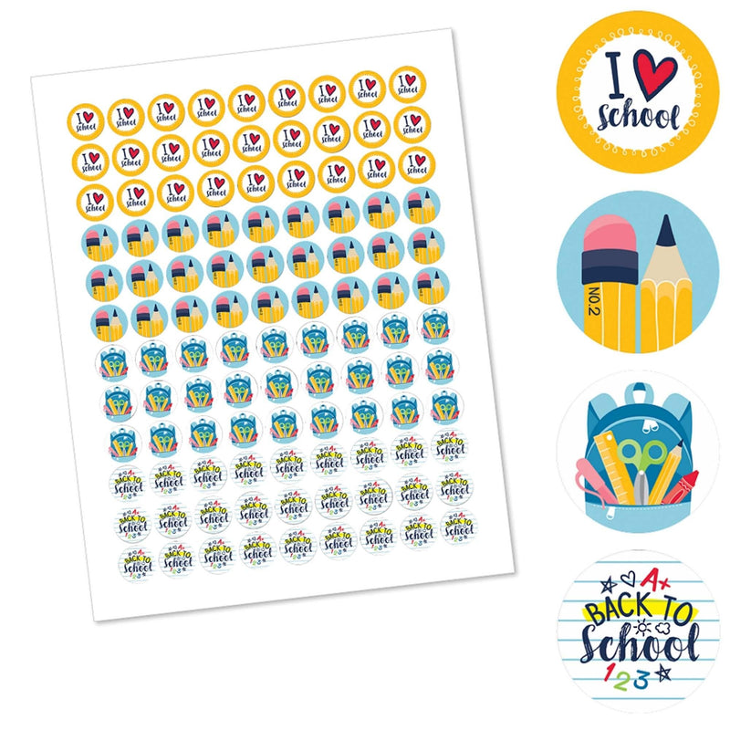Back to School - Round Candy Labels First Day of School Classroom Party Favors - Fits Hershey&
